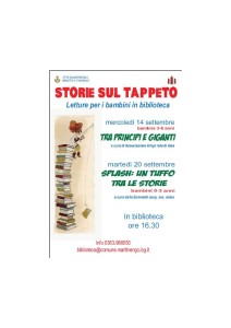 Storie sul tappeto: letture per i bambini in biblioteca @ Biblioteca Comunale di Martinengo