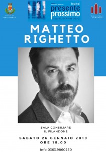 Festival "Presente Prossimo", Matteo Righetto a Martinengo @ Sala Consiliare del Filandone
