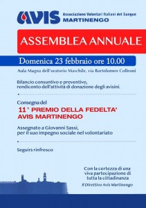 Assemblea Annuale AVIS Martinengo @ Martinengo, Oratorio San Luigi