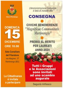 Consegna delle Civiche Benemerenze e del Premio al merito per Laureati anno 2024. @ Sala Consiliare del Filandone